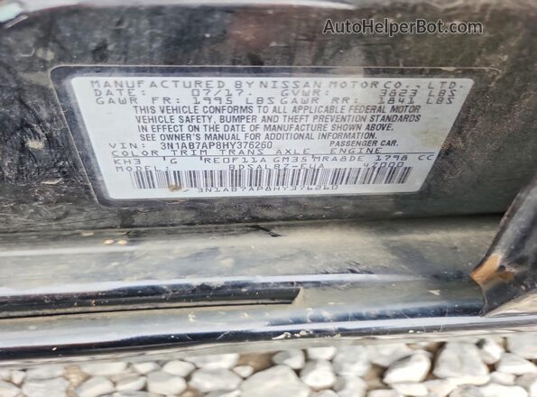 3N1AB7AP8HY376260 2017 NISSAN SENTRA Black Вид підкапотного простору