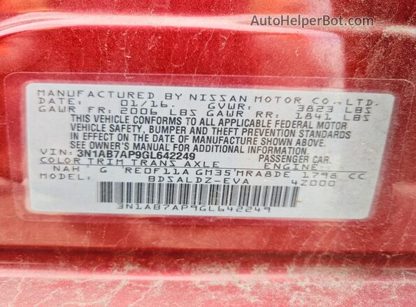 3N1AB7AP9GL642249 2016 NISSAN SENTRA Burgundy Widok komory silnika
