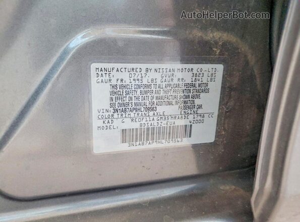 3N1AB7AP9HL709563 2017 NISSAN SENTRA Gray Вид підкапотного простору