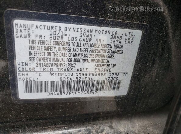 3N1AB7AP9HY218347 2017 NISSAN SENTRA Black Widok komory silnika