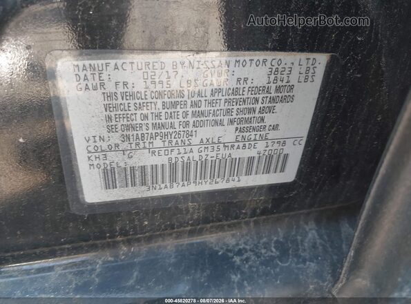 3N1AB7AP9HY267841 2017 NISSAN SENTRA Черный Вид подкапотного пространства