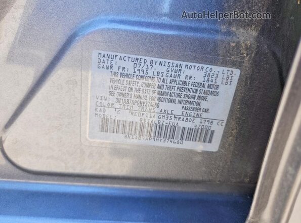3N1AB7AP9HY374680 2017 NISSAN SENTRA Gray Vista del compartimento del motor