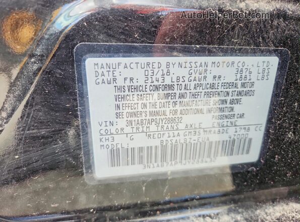 3N1AB7AP9JY288632 2018 NISSAN SENTRA Black Engine compartment view