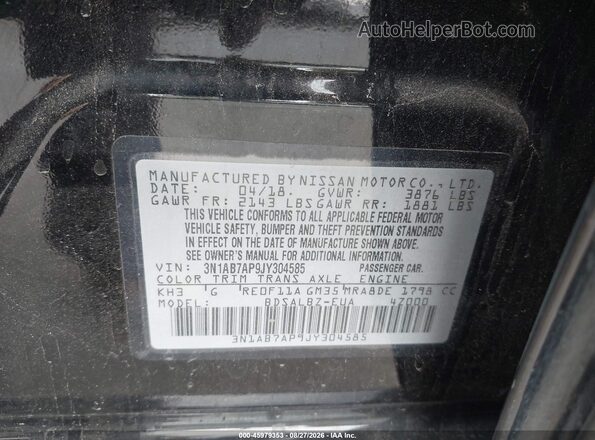 3N1AB7AP9JY304585 2018 NISSAN SENTRA Black Widok komory silnika