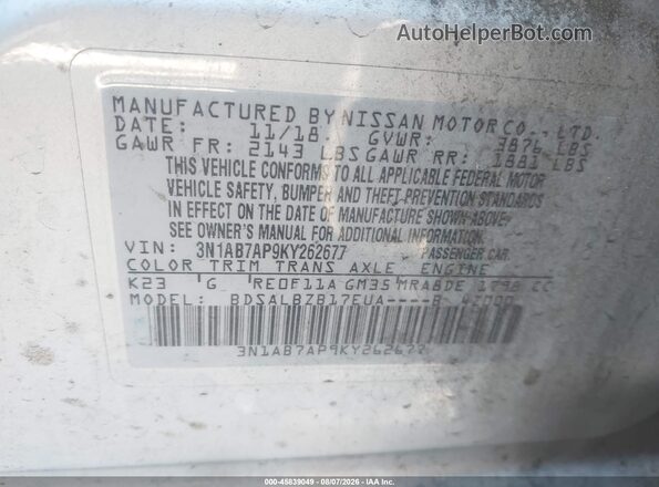 3N1AB7AP9KY262677 2019 NISSAN SENTRA Silver Engine compartment view