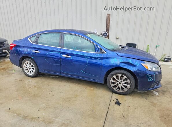 3N1AB7AP9KY434738 2019 NISSAN SENTRA Синий Передняя правая четверть