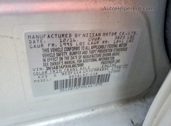 3N1AB7APXHL667890 2017 NISSAN SENTRA Silver Engine compartment view
