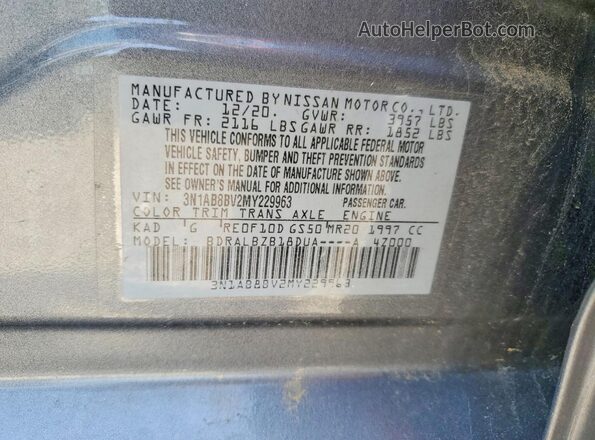 3N1AB8BV2MY229963 2021 NISSAN SENTRA Gray VIN կոդի պիտակի տեսք