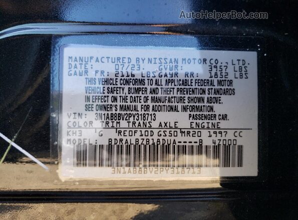 3N1AB8BV2PY318713 2023 NISSAN SENTRA Black Vista del compartimento del motor