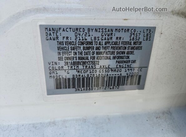 3N1AB8BV3MY276872 2021 NISSAN SENTRA White VIN sticker view