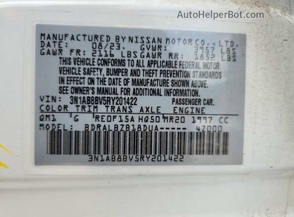 3N1AB8BV5RY201422 2024 NISSAN SENTRA White Вид наклейки з VIN-кодом