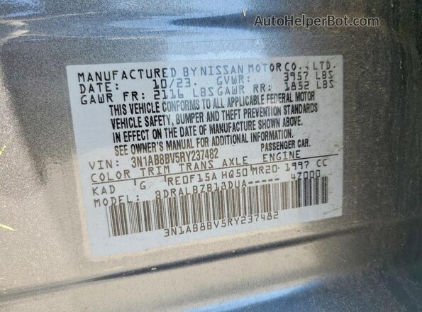 3N1AB8BV5RY237482 2024 NISSAN SENTRA Gray Շարժիչի բաժամունքի տեսք