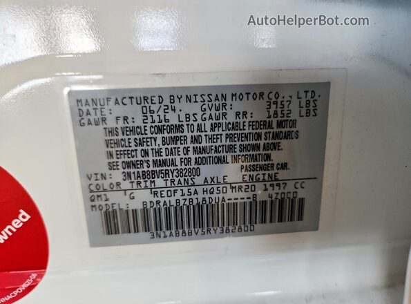 3N1AB8BV5RY382800 2024 NISSAN SENTRA Белый Вид подкапотного пространства