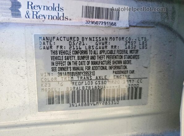 3N1AB8BV6MY285310 2021 NISSAN SENTRA Silver Engine compartment view