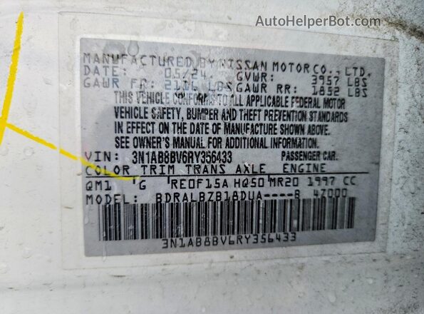 3N1AB8BV6RY356433 2024 NISSAN SENTRA White Engine compartment view