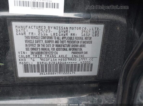 3N1AB8BV7RY222174 2024 NISSAN SENTRA Black Widok komory silnika