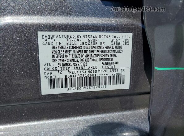 3N1AB8BV7SY270182 2025 NISSAN SENTRA Gray Widok naklejki z numerem VIN