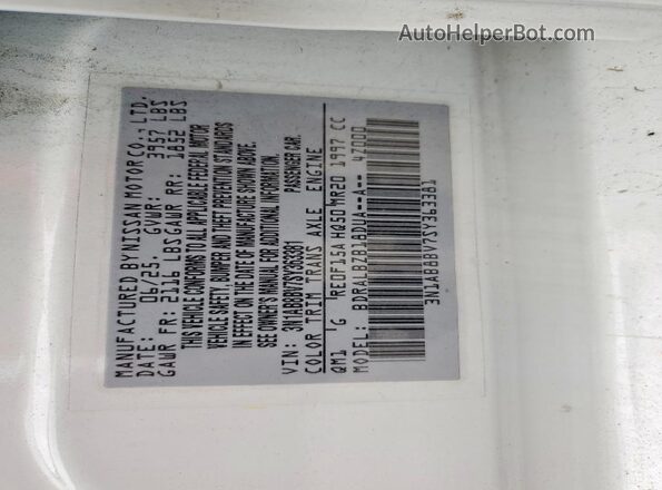 3N1AB8BV7SY363381 2025 NISSAN SENTRA White Вид наклейки з VIN-кодом
