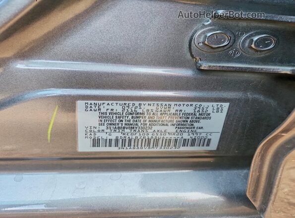 3N1AB8BV8MY330232 2021 NISSAN SENTRA Gray Շարժիչի բաժամունքի տեսք