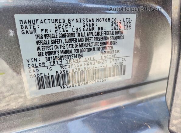 3N1AB8BV8RY274154 2024 NISSAN SENTRA Gray Widok komory silnika