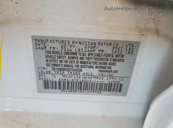 3N1AB8BV8SY249938 2025 NISSAN SENTRA Gray Vista del compartimento del motor