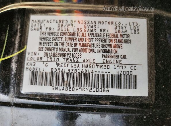 3N1AB8BV9RY210088 2024 NISSAN SENTRA Black Вид наклейки з VIN-кодом
