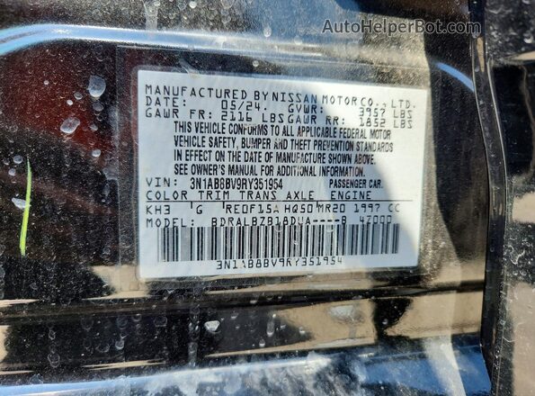 3N1AB8BV9RY351954 2024 NISSAN SENTRA Черный Вид наклейки с VIN-кодом