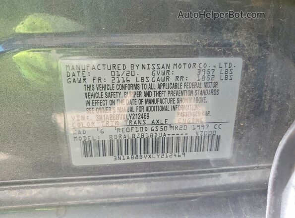 3N1AB8BVXLY212469 2020 NISSAN SENTRA Серый Вид подкапотного пространства
