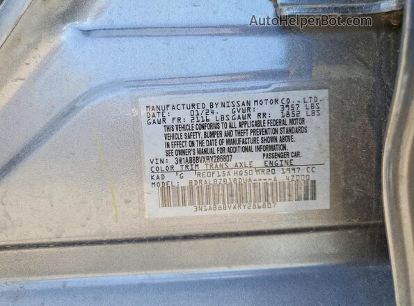 3N1AB8BVXRY286807 2024 NISSAN SENTRA Gray Widok komory silnika