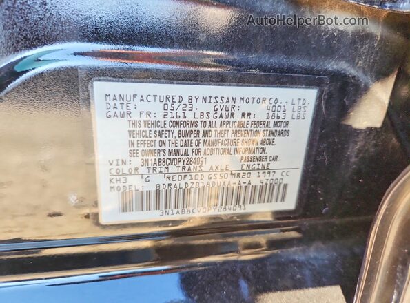 3N1AB8CV0PY284091 2023 NISSAN SENTRA Black VIN sticker view
