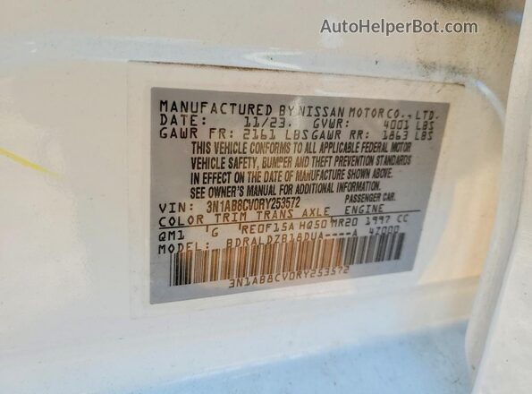3N1AB8CV0RY253572 2024 NISSAN SENTRA White VIN կոդի պիտակի տեսք