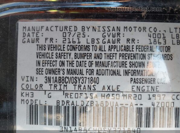 3N1AB8CV0SY371840 2025 NISSAN SENTRA Black Engine compartment view