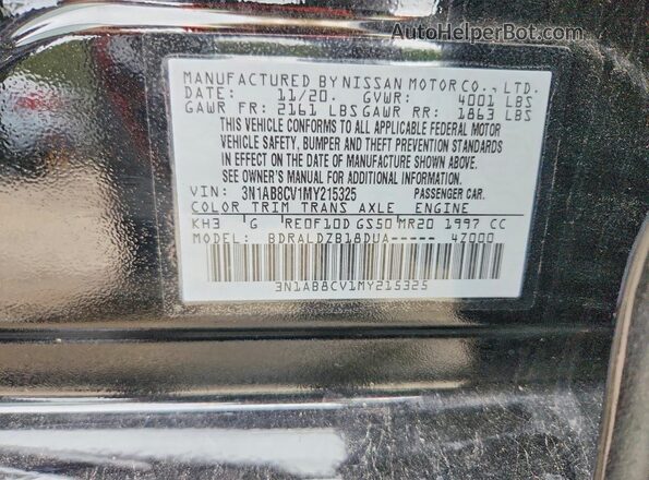 3N1AB8CV1MY215325 2021 NISSAN SENTRA Black Вид підкапотного простору