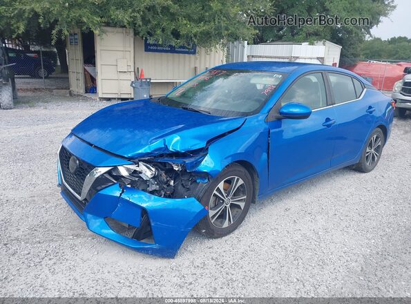 3N1AB8CV1MY303632 2021 NISSAN SENTRA Blue წინა მარცხენა ხედი სამი მეოთხედიდან