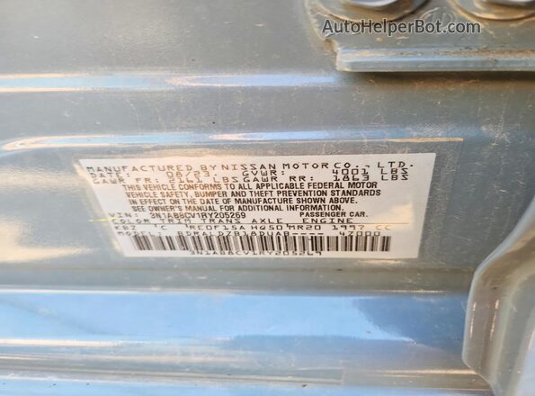 3N1AB8CV1RY205269 2024 NISSAN SENTRA Blue VIN sticker view
