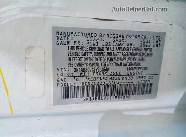 3N1AB8CV1SY254848 2025 NISSAN SENTRA Белый Вид подкапотного пространства