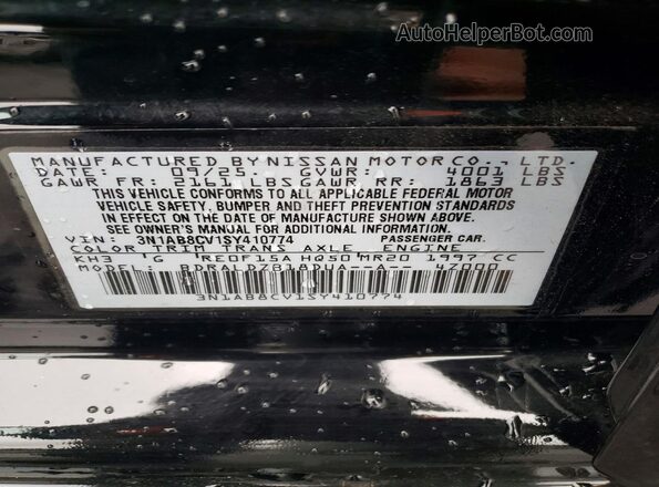 3N1AB8CV1SY410774 2025 NISSAN SENTRA Black Вид наклейки з VIN-кодом