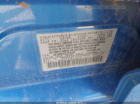3N1AB8CV2LY239485 2020 NISSAN SENTRA Blue Вид підкапотного простору