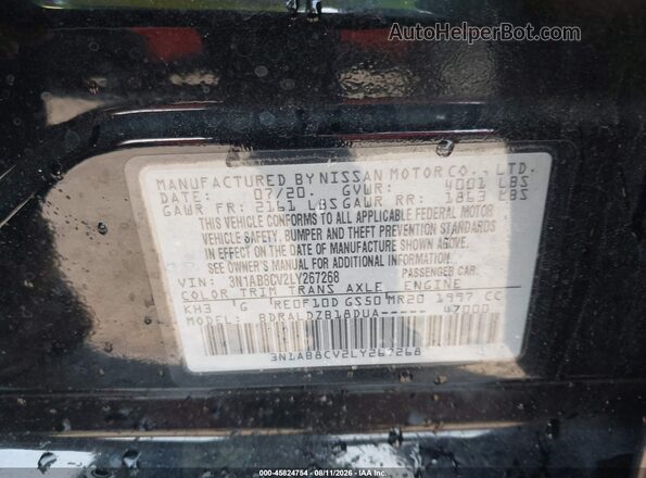 3N1AB8CV2LY267268 2020 NISSAN SENTRA Black Vista del compartimento del motor