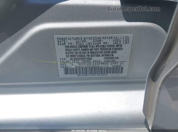 3N1AB8CV2NY315855 2022 NISSAN SENTRA Silver Շարժիչի բաժամունքի տեսք