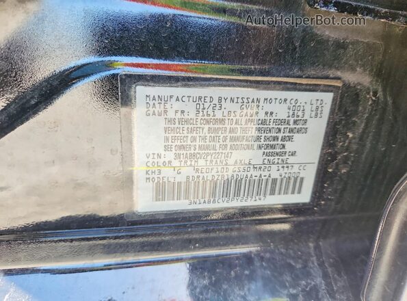 3N1AB8CV2PY227147 2023 NISSAN SENTRA Black Vista del compartimento del motor