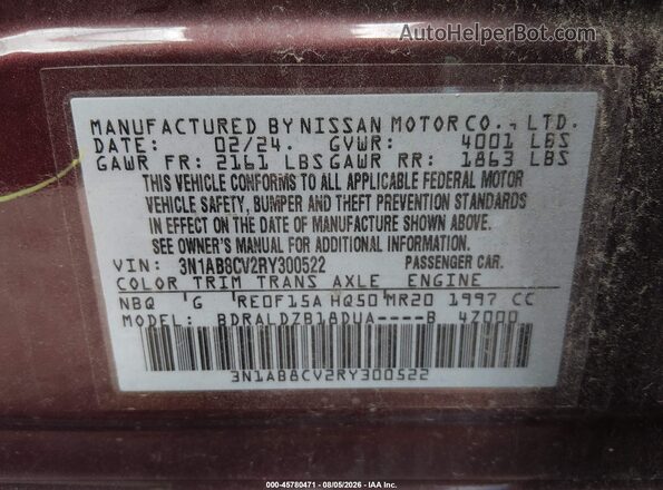 3N1AB8CV2RY300522 2024 NISSAN SENTRA Burgundy Widok komory silnika