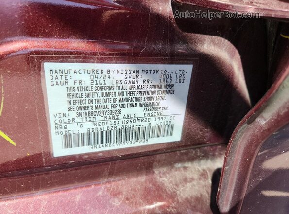 3N1AB8CV2RY339238 2024 NISSAN SENTRA Бордовый Вид подкапотного пространства
