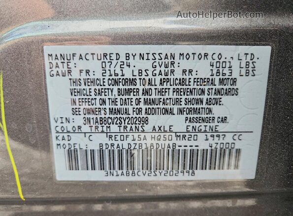 3N1AB8CV2SY202998 2025 NISSAN SENTRA Gray Widok komory silnika