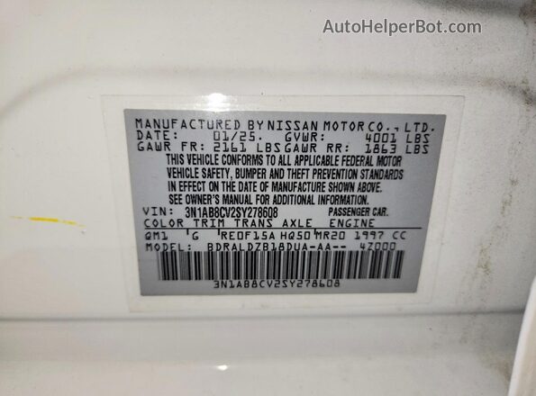 3N1AB8CV2SY278608 2025 NISSAN SENTRA Белый Вид подкапотного пространства