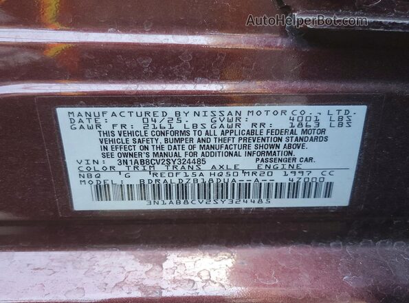 3N1AB8CV2SY324485 2025 NISSAN SENTRA Burgundy 