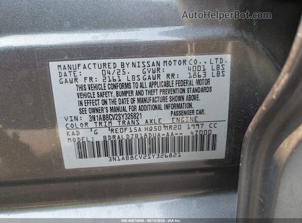 3N1AB8CV2SY326821 2025 NISSAN SENTRA Gray Вид підкапотного простору
