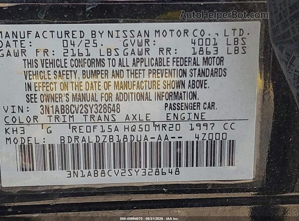 3N1AB8CV2SY328648 2025 NISSAN SENTRA Black Vista del compartimento del motor