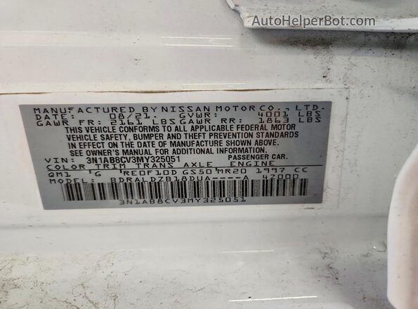 3N1AB8CV3MY325051 2021 NISSAN SENTRA White Շարժիչի բաժամունքի տեսք