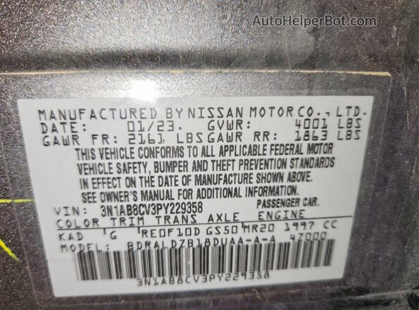 3N1AB8CV3PY229358 2023 NISSAN SENTRA Gray 
